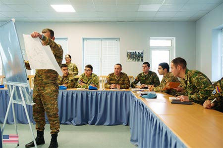 Kansas Army National Guard representatives, Armenian peacekeepers  participate in operational planning training
