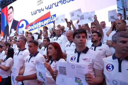  Strong Armenia party holding mass pre-election rally in  Yerevan`s  Republic Square
